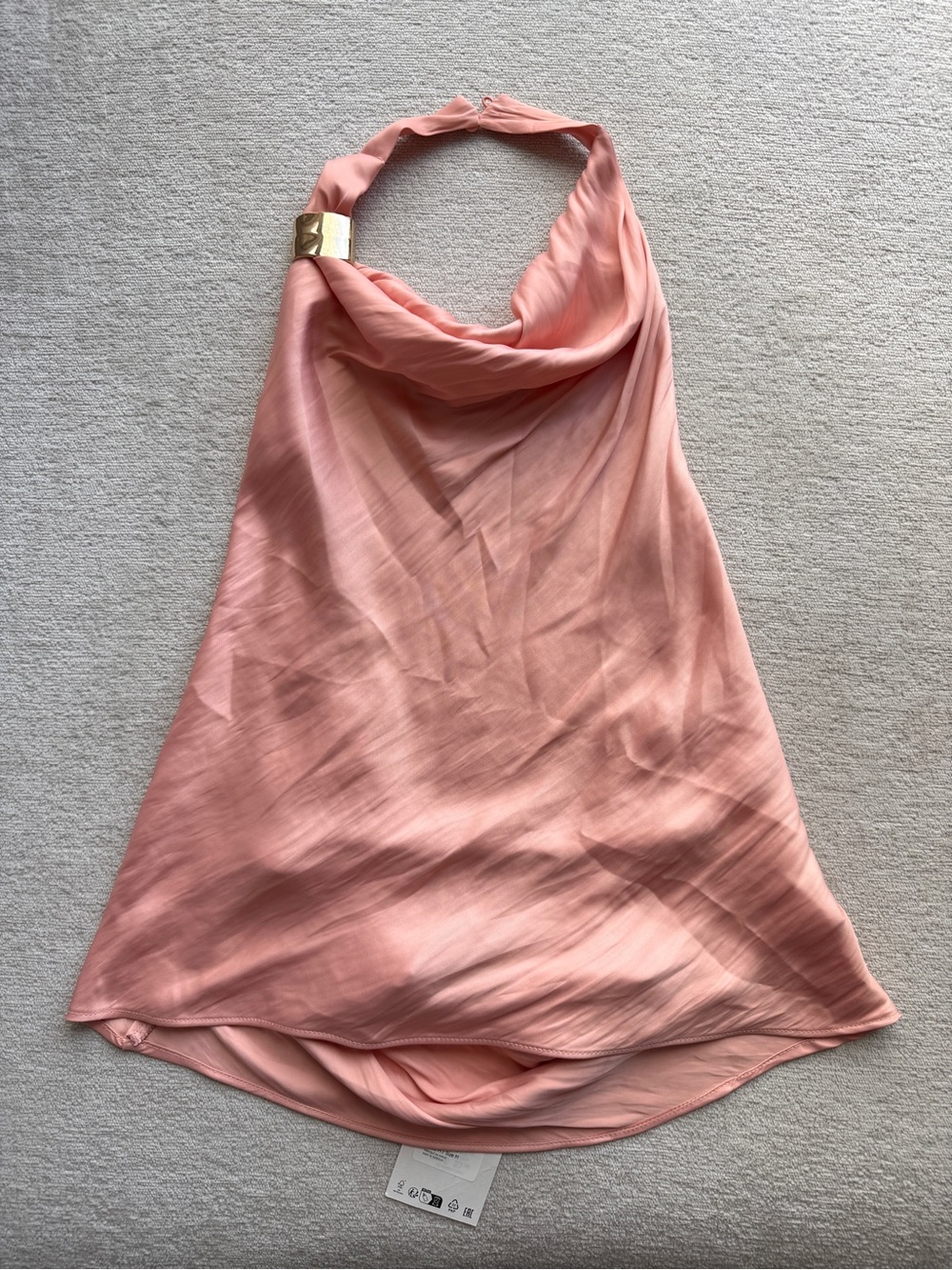 Zara Peach Halter Neck Satin Top